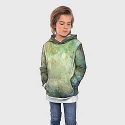 Толстовка-худи детская Абстракция - faded spots on a green background, цвет: 3D-белый — фото 2