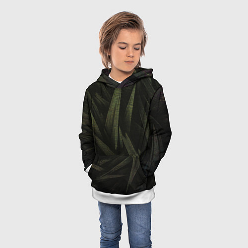 Детская толстовка Абстракция - green triangles / 3D-Белый – фото 3
