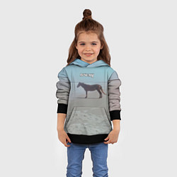 Толстовка-худи детская Лошадь почему мем на берегу, цвет: 3D-черный — фото 2