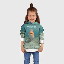 Толстовка-худи детская Рыба - Александр, цвет: 3D-белый — фото 2