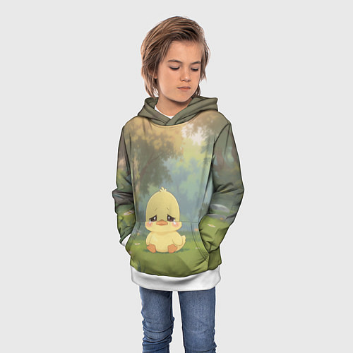 Детская толстовка Маленький утенок на поляне / 3D-Белый – фото 3