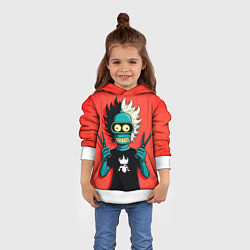 Толстовка-худи детская Бендер в образе рокера и парикмахера, цвет: 3D-белый — фото 2