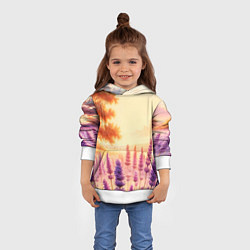 Толстовка-худи детская Поле цветочное, цвет: 3D-белый — фото 2