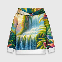 Толстовка-худи детская Каскадный водопад, цвет: 3D-белый