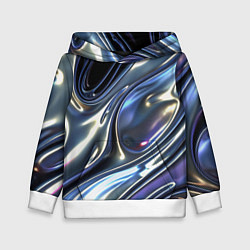 Толстовка-худи детская Серебро жидкий металл, цвет: 3D-белый