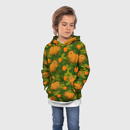Детская толстовка Камуфляж с капибарами / 3D-Белый – фото 3