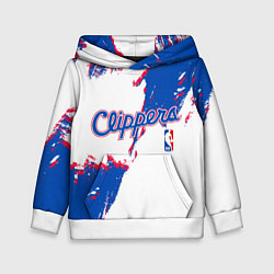 Толстовка-худи детская Клипперс - разлитая краска, цвет: 3D-белый