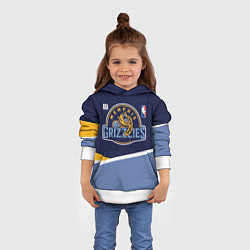 Толстовка-худи детская Мемфис Гриззлис - линии, цвет: 3D-белый — фото 2