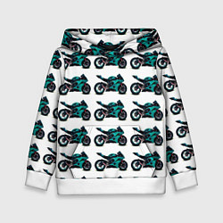 Толстовка-худи детская Motorbike light blue, цвет: 3D-белый