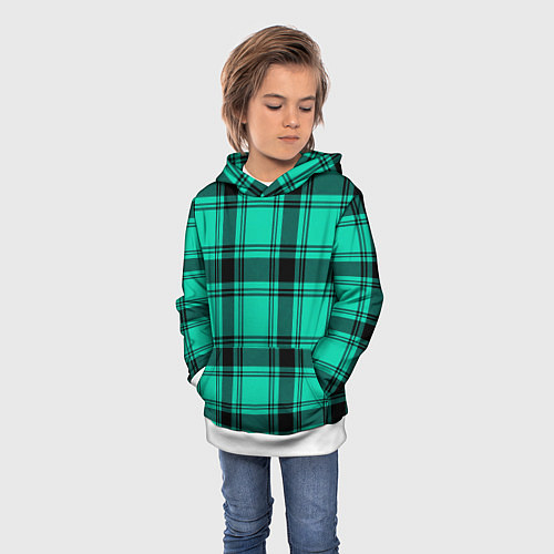 Детская толстовка Checkered turquoise / 3D-Белый – фото 3