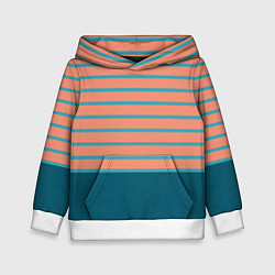Толстовка-худи детская Полосатый мандариновый морской рассвет, цвет: 3D-белый