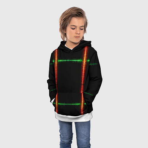 Детская толстовка Color green orange lines / 3D-Белый – фото 3