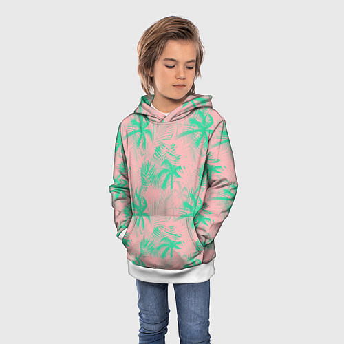 Детская толстовка Palm turquoise pink / 3D-Белый – фото 3