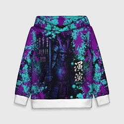 Толстовка-худи детская Неоновый призрак самурая, цвет: 3D-белый