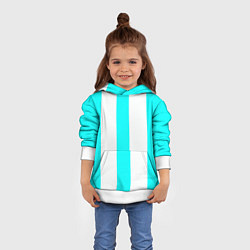 Толстовка-худи детская Color light blue white lines, цвет: 3D-белый — фото 2