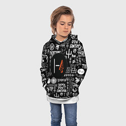 Толстовка-худи детская Twenty one pilots rock logo, цвет: 3D-белый — фото 2