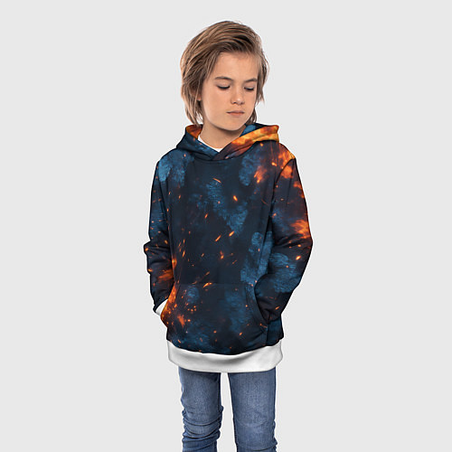 Детская толстовка Синий камуфляж с искрами / 3D-Белый – фото 3