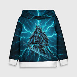 Толстовка-худи детская Демонический электросамурай, цвет: 3D-белый