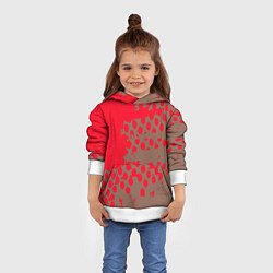 Толстовка-худи детская Абстрактные алые пятна на цвете какао, цвет: 3D-белый — фото 2