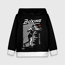 Толстовка-худи детская Бокс - тяжело в учебе легко в бою, цвет: 3D-белый