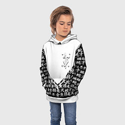 Толстовка-худи детская Doom японские символы, цвет: 3D-белый — фото 2
