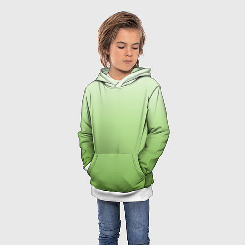 Детская толстовка Градиент нежно-зеленый / 3D-Белый – фото 3