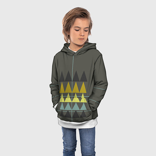 Детская толстовка Абстрактный лес, геометрический с однотоном / 3D-Белый – фото 3