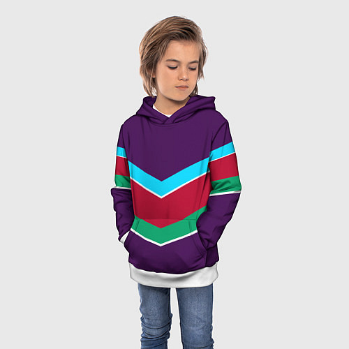 Детская толстовка Фиолетовый с полосами / 3D-Белый – фото 3