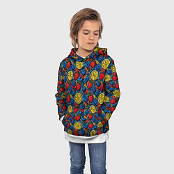 Толстовка-худи детская Ягоды и фрукты паттерн, цвет: 3D-белый — фото 2