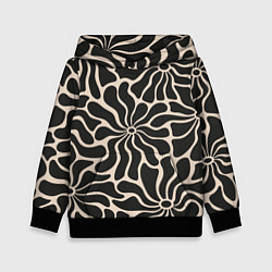 Толстовка-худи детская Цветы black pattern, цвет: 3D-черный
