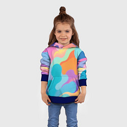 Толстовка-худи детская Разноцветные красивые облака, цвет: 3D-синий — фото 2
