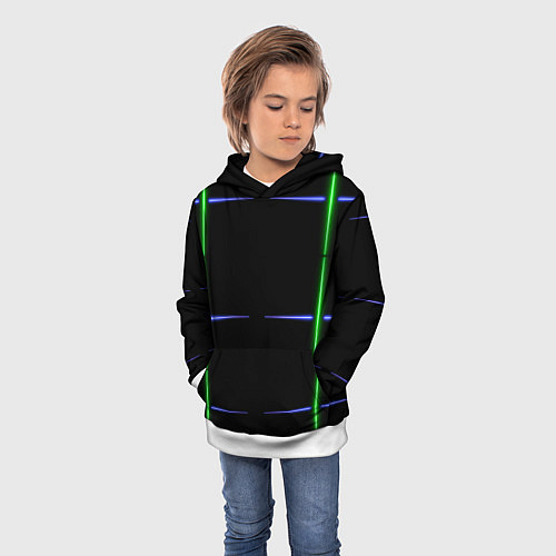 Детская толстовка Color black green purple stripes / 3D-Белый – фото 3