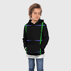 Толстовка-худи детская Color black green purple stripes, цвет: 3D-белый — фото 2