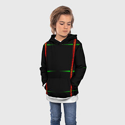 Толстовка-худи детская Color black green orange stripes, цвет: 3D-белый — фото 2