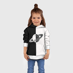 Толстовка-худи детская Сатурн черно-белый, цвет: 3D-белый — фото 2
