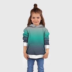 Толстовка-худи детская Градиент серо-зеленый, цвет: 3D-белый — фото 2