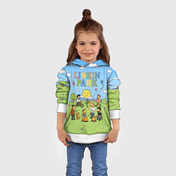 Толстовка-худи детская Linkin Park мультяшный стиль на поляне, цвет: 3D-белый — фото 2