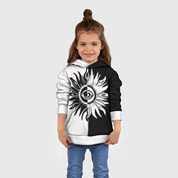 Толстовка-худи детская Солнце черно-белое, цвет: 3D-белый — фото 2