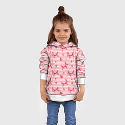 Толстовка-худи детская Красные шарики-собачки на розовых полосках, цвет: 3D-белый — фото 2
