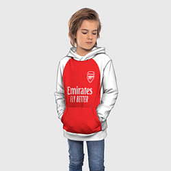 Толстовка-худи детская Арсенал Лондон домашняя форма 2025 2026, цвет: 3D-белый — фото 2