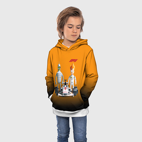 Детская толстовка Механик Бендер и пилот формулы 1 Фрай / 3D-Белый – фото 3