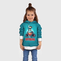 Толстовка-худи детская Bender superman - collaboration, цвет: 3D-белый — фото 2