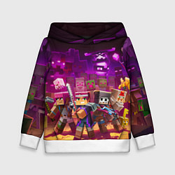 Толстовка-худи детская Майнкрафт - герои в окружении, цвет: 3D-белый
