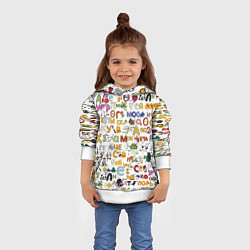 Толстовка-худи детская Ребусы паттерн, цвет: 3D-белый — фото 2