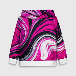 Толстовка-худи детская Розово белая абстракция, цвет: 3D-белый