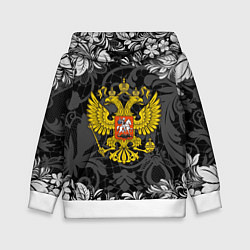 Толстовка-худи детская Герб РФ, цвет: 3D-белый