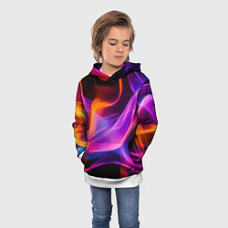 Толстовка-худи детская Разноцветный неоновый огонь, цвет: 3D-белый — фото 2