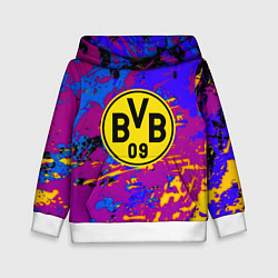Толстовка-худи детская Borussia абстрактные краски, цвет: 3D-белый