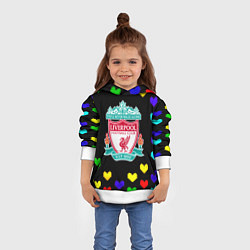 Толстовка-худи детская Ливерпуль пиксельные сердца, цвет: 3D-белый — фото 2