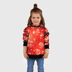 Толстовка-худи детская Цветочный красный с искрами, цвет: 3D-черный — фото 2